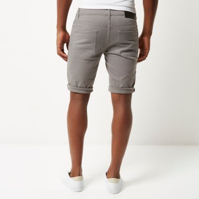 Grey skinny fit denim shorts